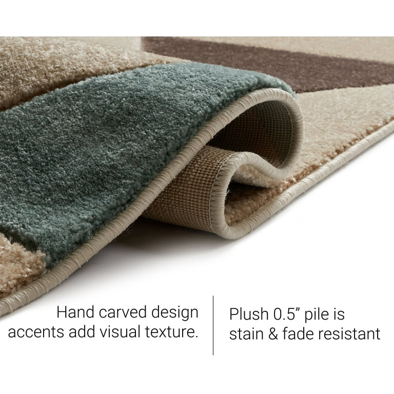 2' x 3' Area Rug Easy to Clean Stain & Fade Resistant Thick Soft Plush Well Woven Suave Angles Brown & Blue Modern Geometric Triangles Hand Carved 2x3 2' x 3' Area Rug Easy to Clean Stain & Fade Resistant Thick Soft Plush Well Woven Suave Angles Brown & Blue Modern Geometric Triangles Hand Carved 2x3